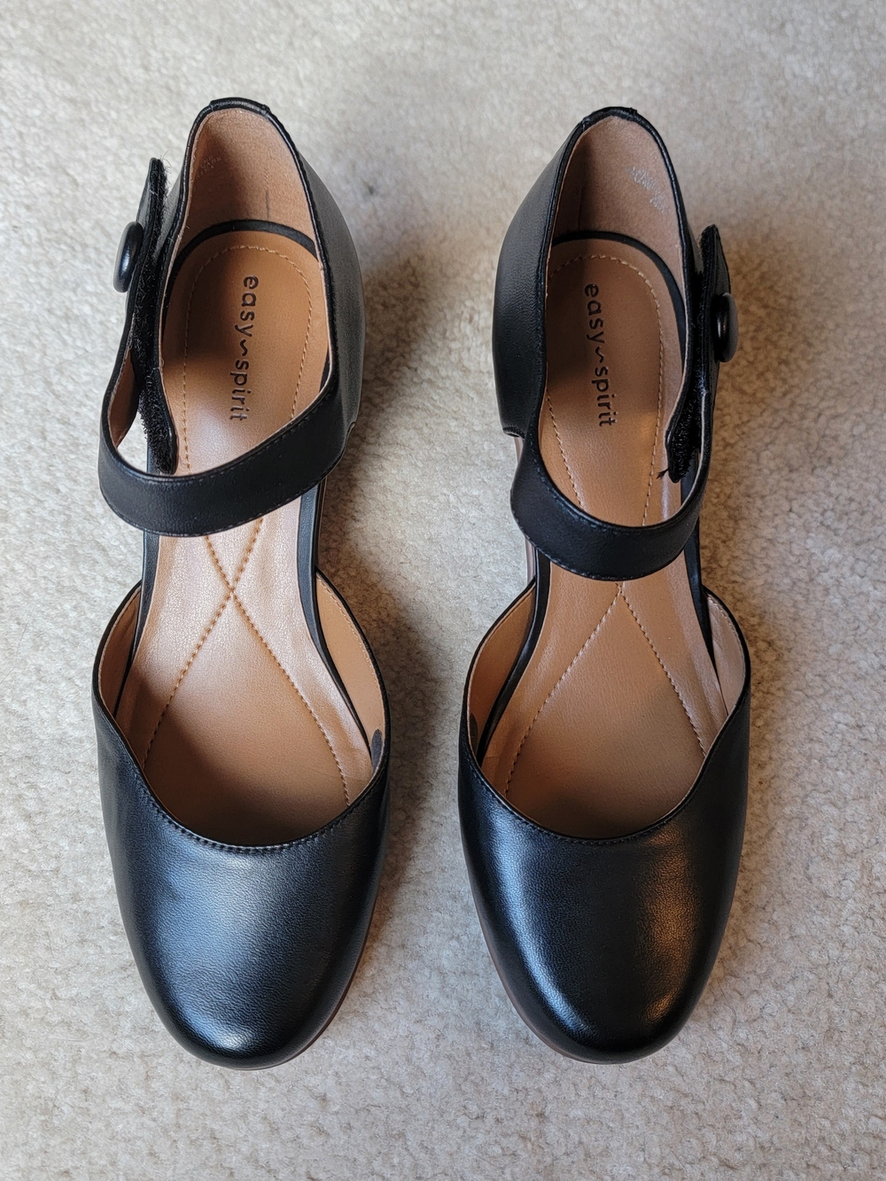 Easy Spirit Black Ankle-Strap Mary Jane Flats 8.5W